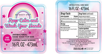 antibacterial hand sanitizer cotton candy scented 473 ml bzk 015.jpg label image - antibacterial hand sanitizer cotton candy scented 473 ml bzk 015